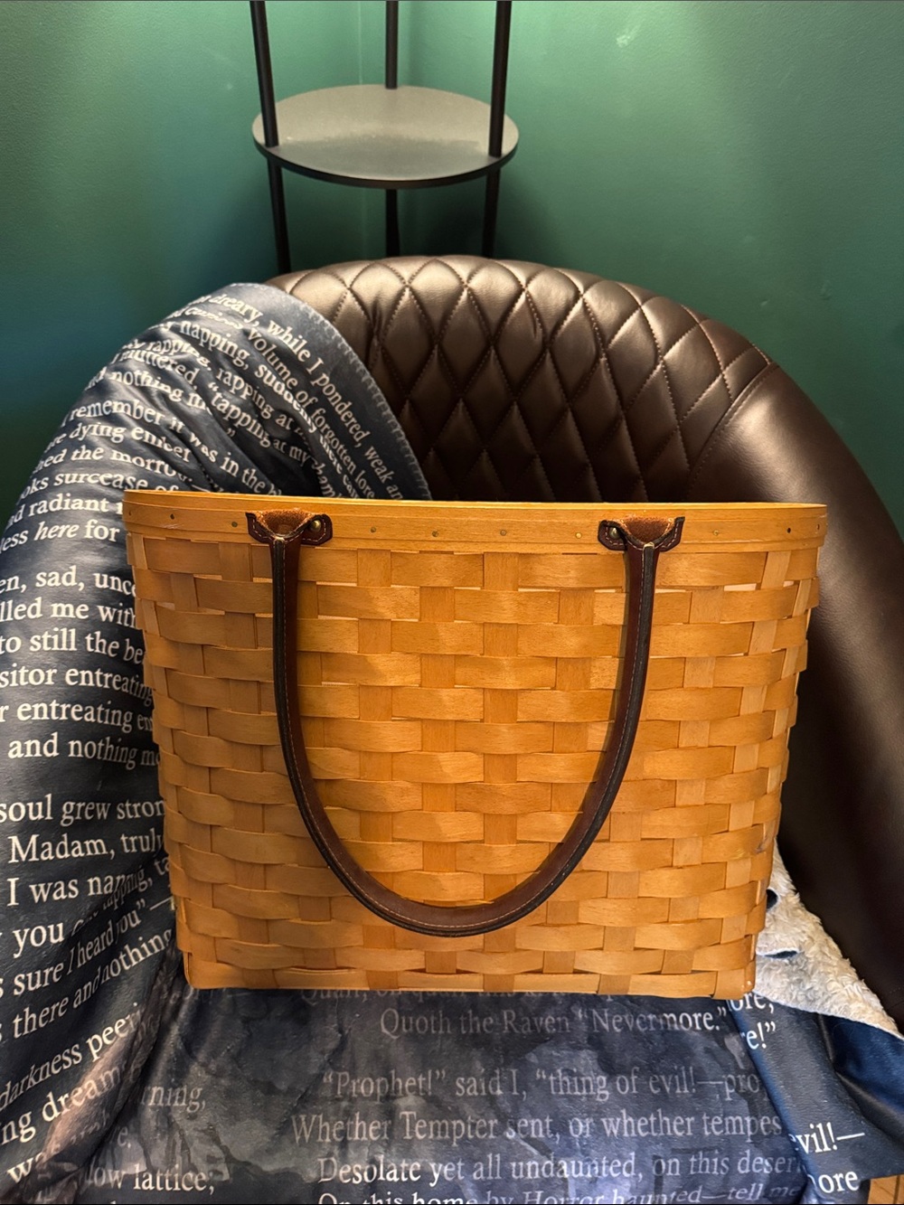 Longaberger Tote Bag with Brown Leather Handle